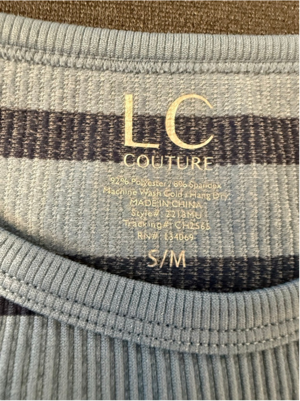 blue striped knit pullover top LC Couture S/M - Picture 6 of 6